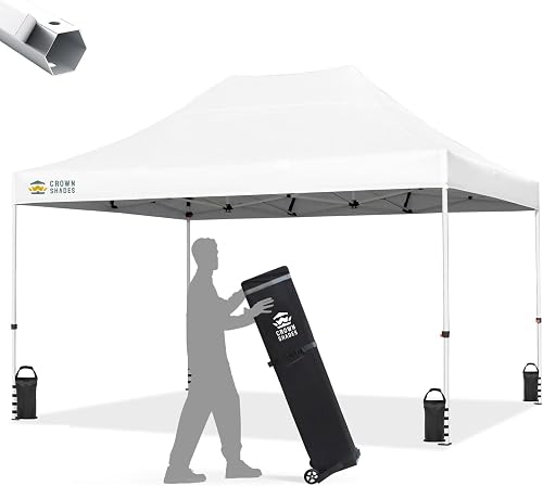 CROWN SHADES 10x15 Pop Up Canopy Tent, Thicken Frame Commercial Heavy — Real-world performance testing in action