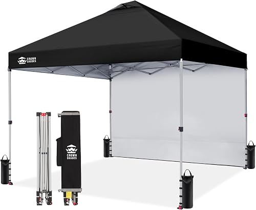 CROWN SHADES 10x10 Pop Up Canopy with 1 Side Wall - Beach Tent with On — Real-world performance testing in action