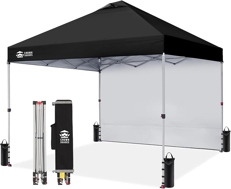 CROWN SHADES 10x10 Pop Up Canopy with 1 Side Wall
