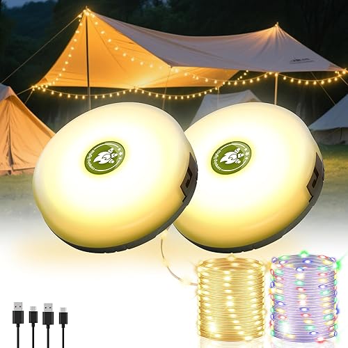 2Pack Camping String Lights, 4-in-1 Quick Storage Camp Light, 8Mode 32 — Our recommended configuration for best results