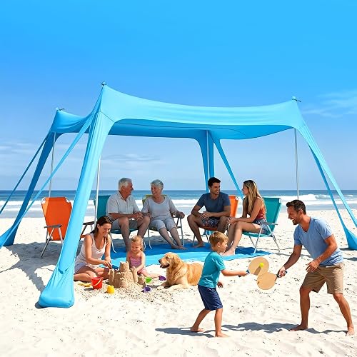 Purebox Beach Tent Sun Shelter - 10x10FT Beach Shade Canopy UPF50+ Pro — Our recommended configuration for best results
