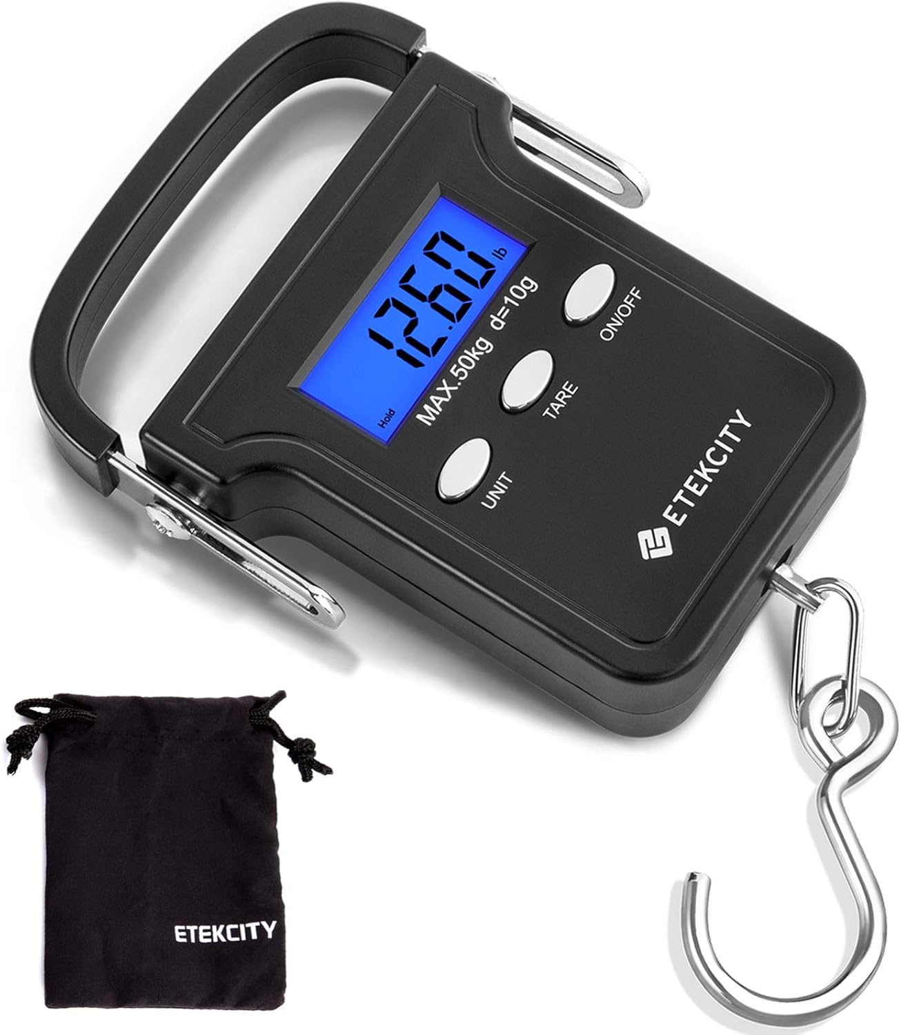 Etekcity Fishing Scale with Backlit LCD Display, 110lb/50kg Digital Electronic Hanging Hook Scale with Batteries and Carry...