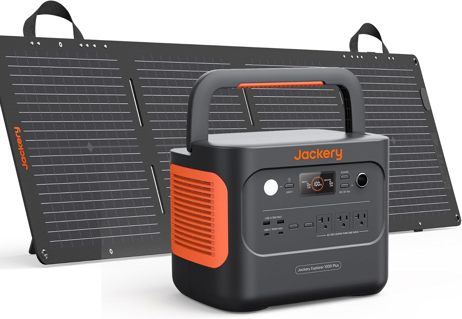 Jackery 1000 Plus Solar Generator, 1264Wh Portable Power Station with 100W Solar Panel, 2000W Output Backup Power for Outd...