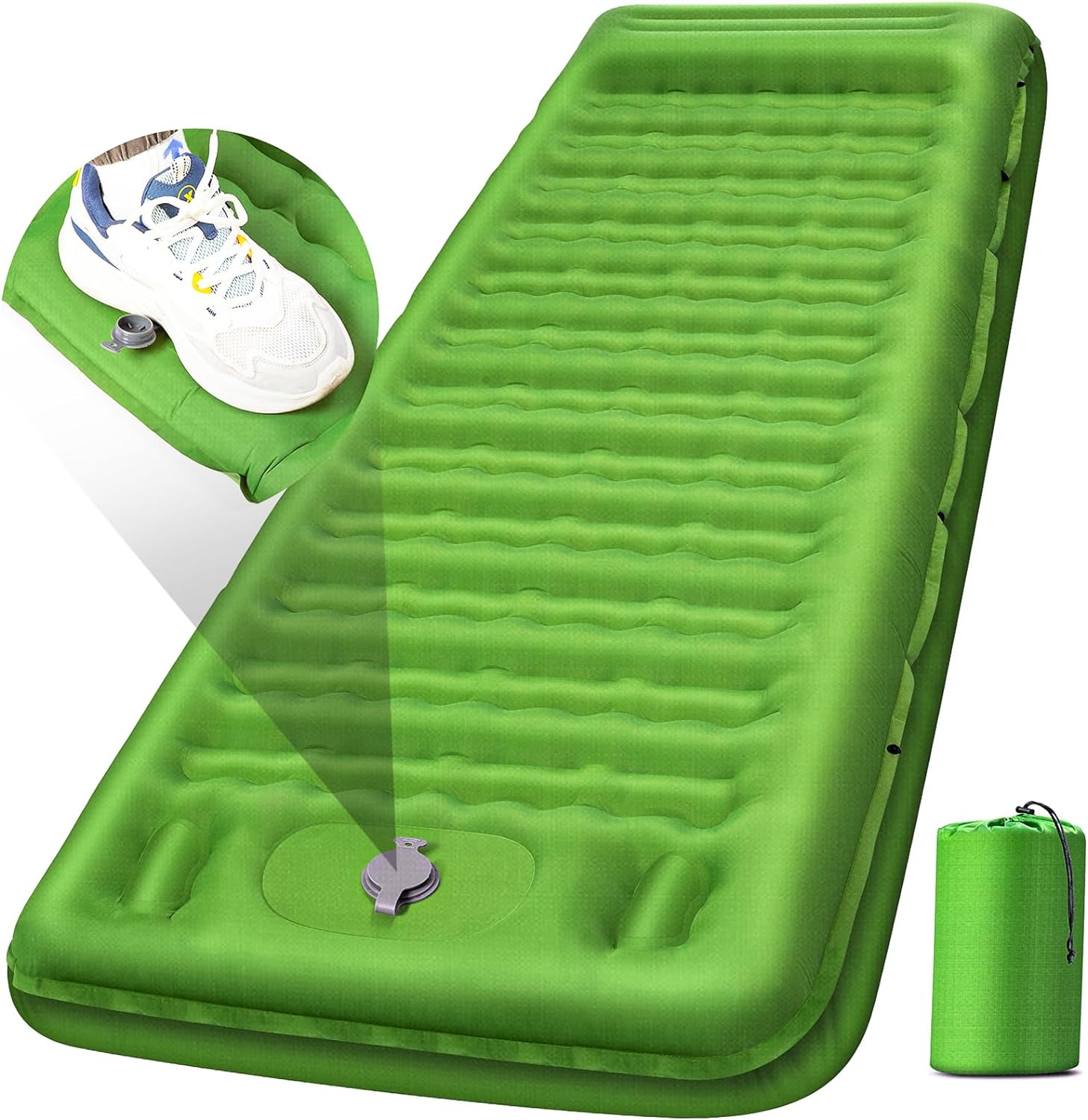 FNARMW Camping Sleeping Pad, Extra Thick 5 Inch Camping Mat with Pillow Built-in Foot Pump Inflatable Sleeping Pads Compac...