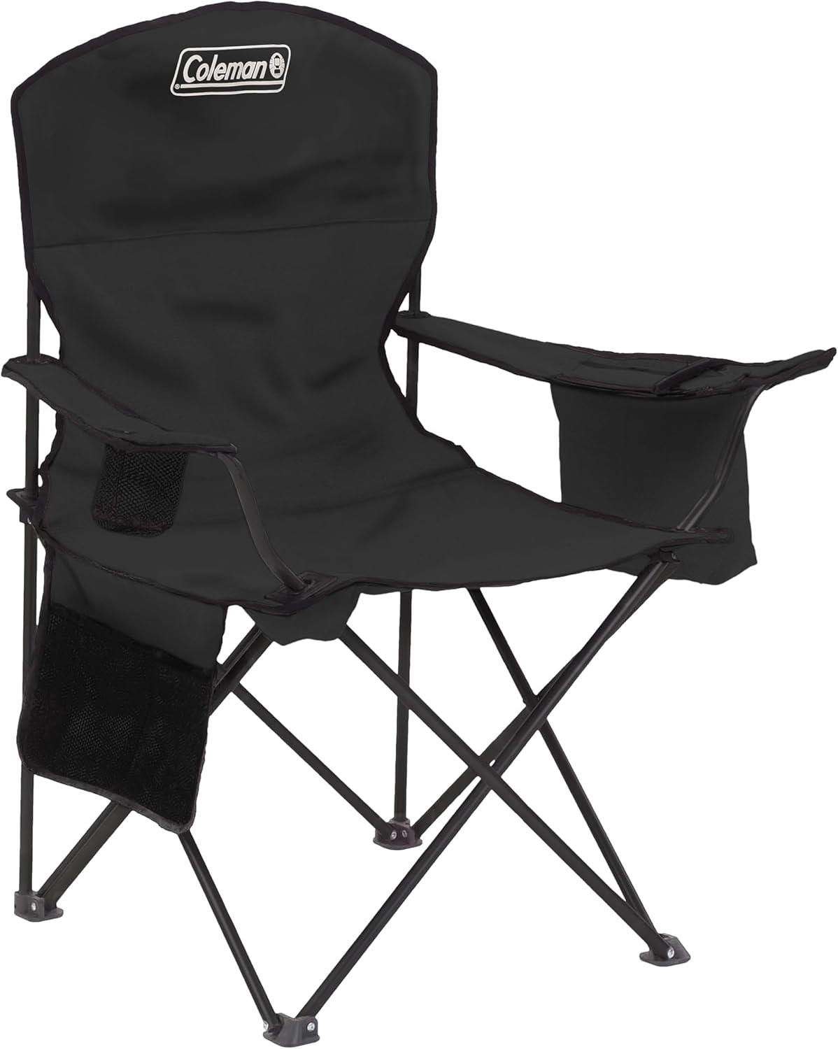 Coleman Portable Camping Chair with 4-Can Cooler, Cushioned Seat & Back with Side Pockets & Cup Holder, Carry Bag Include...