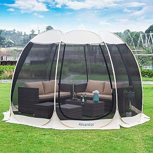 Alvantor Pop Up Screen House Tent, Instant Outdoor Gazebo with Mosquito Netting & UPF