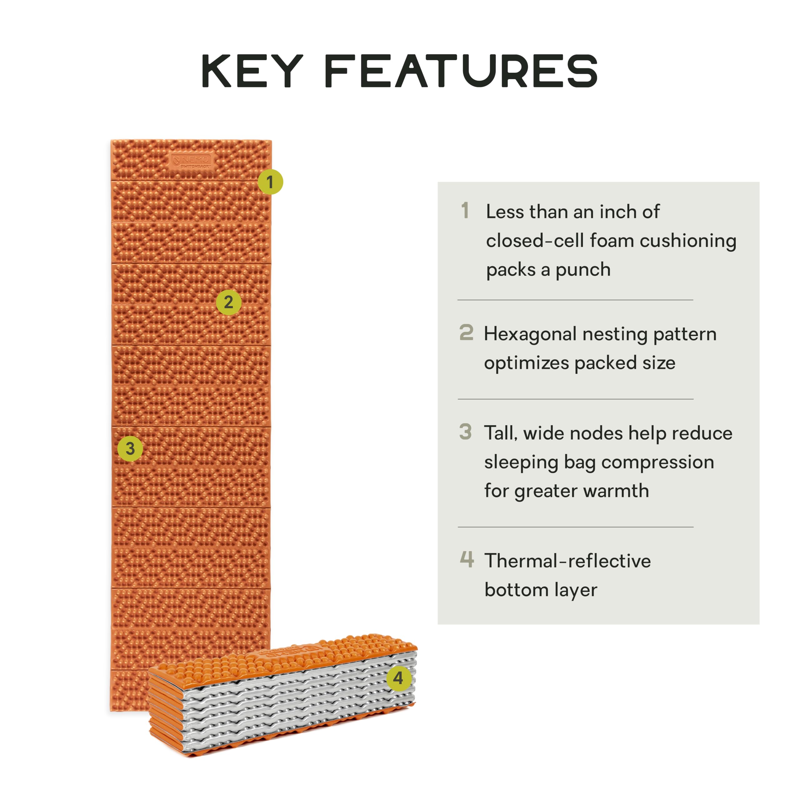 NEMO Equipment Switchback Foam Sleeping Pad - Regular - Sunset Orange — Side-by-side comparison of top picks in this category